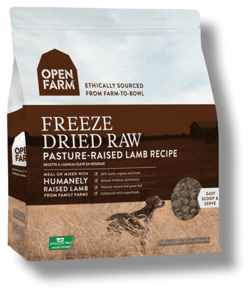 Open Farm Freeze Dried Lamb Raw Dog Food.