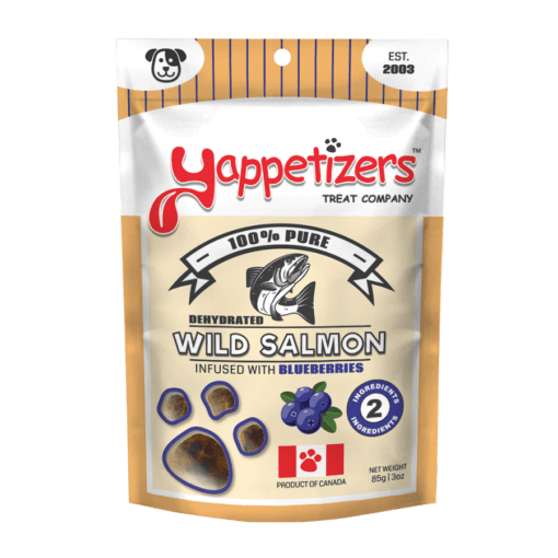 Yappetizers Wild Salmon and Blueberry dehydrated dog treats 85g
