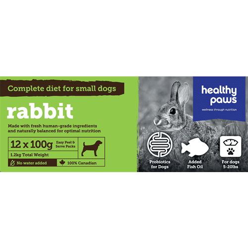 Healthy Paws Rabbit Complete Small Dog Dinner raw frozen food