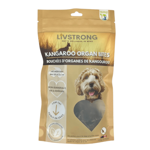 Livstrong Kangaroo Organ Bites for Dogs 100g.