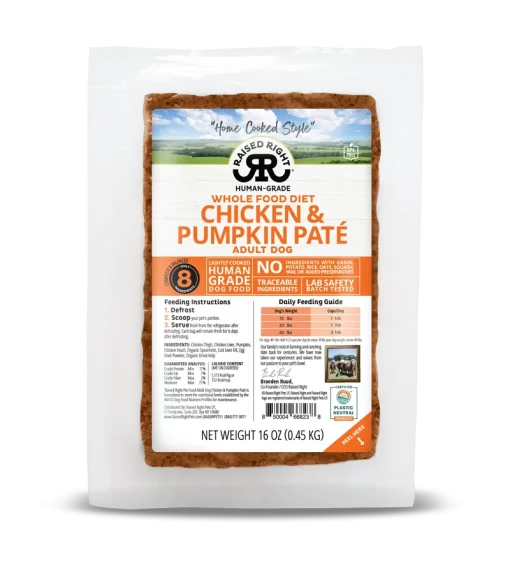 Raised Right Whole Food Diet Chicken & Pumpkin Paté - 1lb/454g