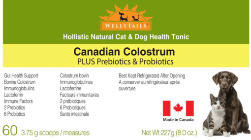 WellyTails Canadian Colostrum Plus Prebiotics and Probiotics 227g