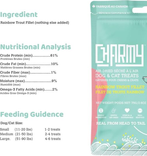 Charmy Rainbow Trout Fillet Dog and Cat Treat 75g