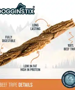 Dogginstix Braided Beef Tripe Dog Chew 6 inch and 12 inch