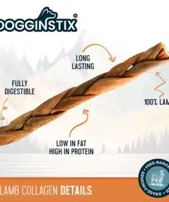 Dogginstix Braided Lamb Collagen Dog Chew 6 inch and 12 inch