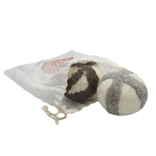 Moss Creek "Meow" Catnip Infused Wool Balls - Set of 2 in a cotton pouch