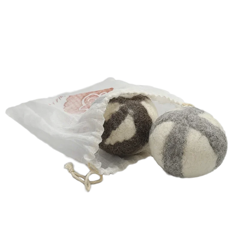 Moss Creek "Meow" Catnip Infused Wool Balls - Set of 2 in a cotton pouch
